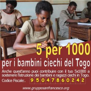 5 per mille per i ciechi del Togo