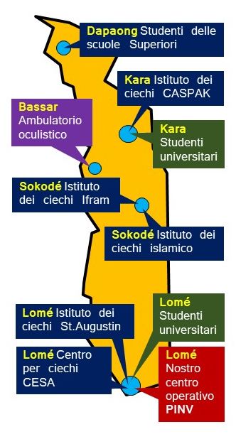 Mappa dei nostri interventi in Togo